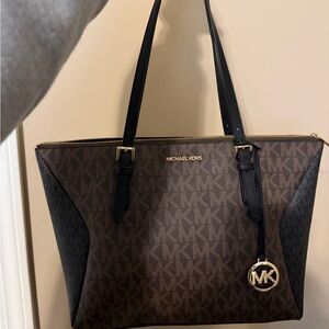 Michael Kors Dark Brown and Black Signature Tote